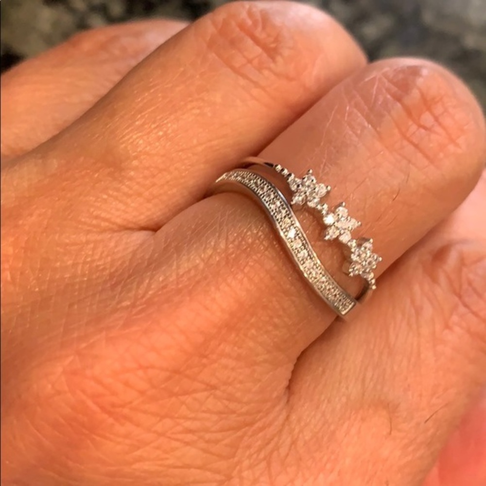New Sterling Silver Pave Wedding Band size 9
